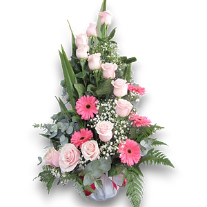 Arreglo de Rosas Rosadas y Gerberas