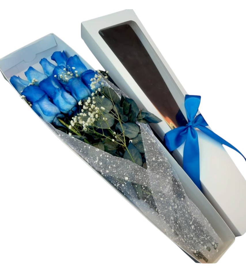 Caja con 12 Rosas Azules