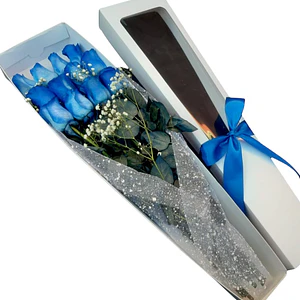 Caja con 12 Rosas Azules