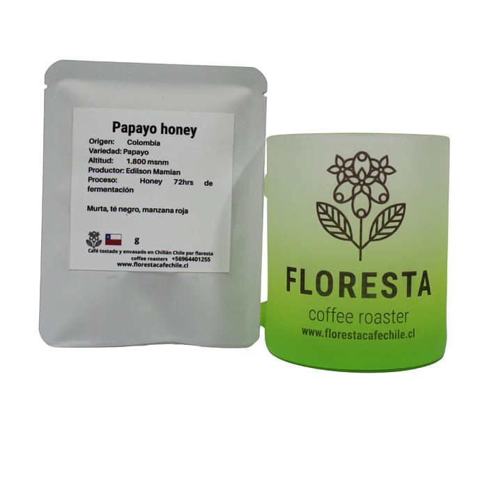 Tazon colores Floresta + 3 coffee drip Papayo honey colombia 2