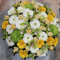 Wreath of Green and Yellow Flowers