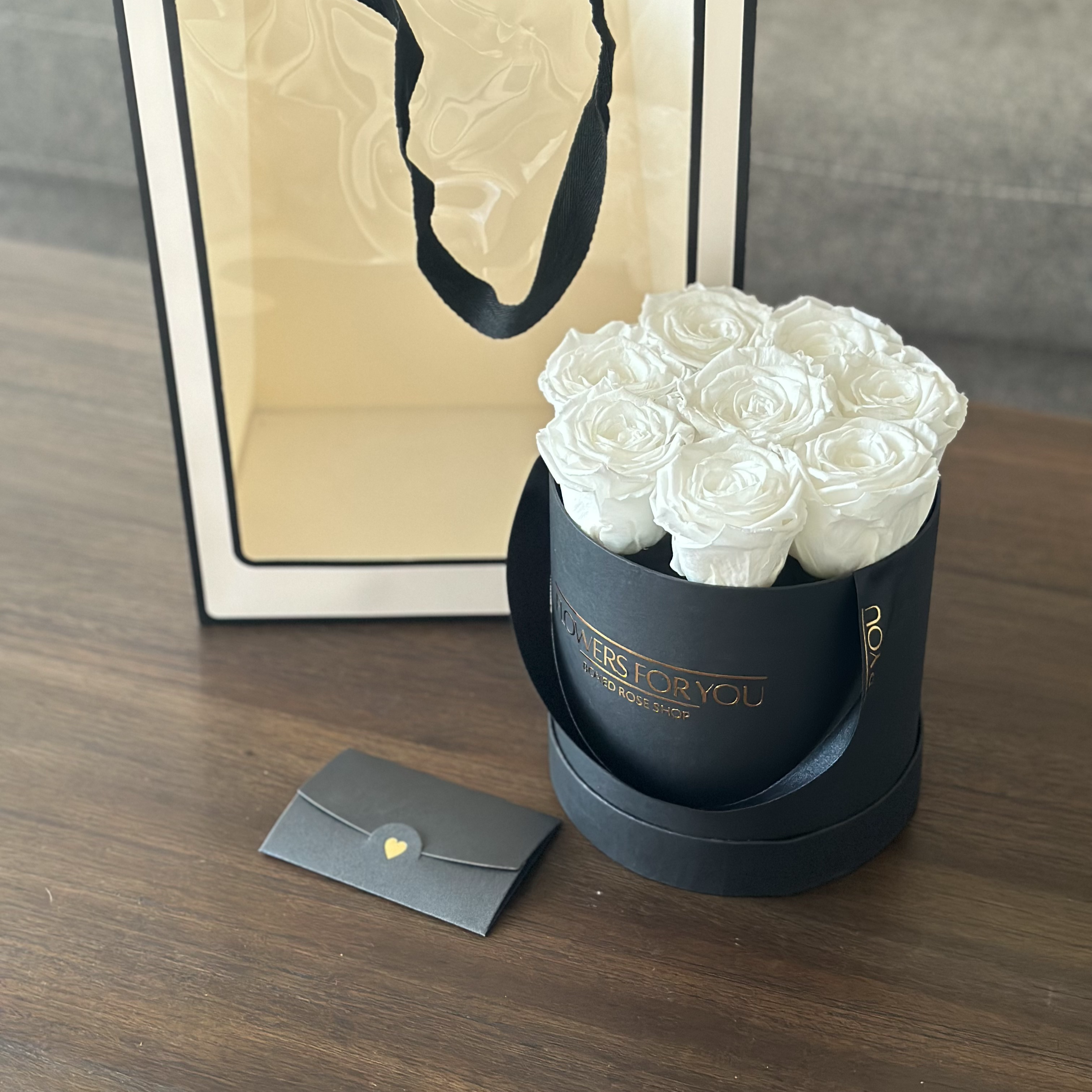 Box rosas preservadas blancas