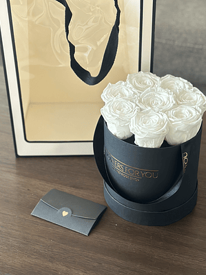 Box rosas preservadas blancas