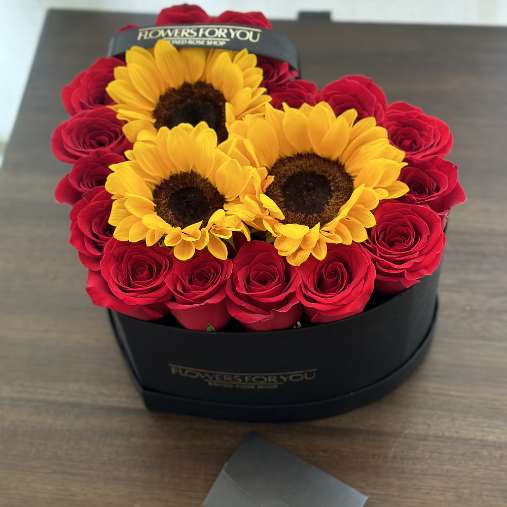 Box rosas y girasoles 