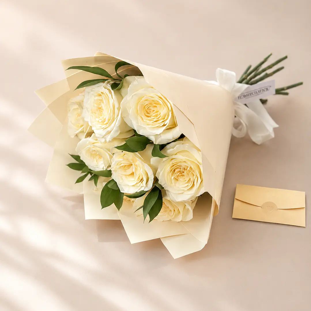 Ramo 7 rosas blancas 1