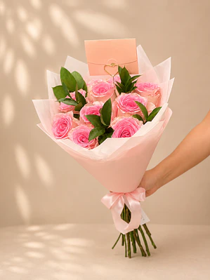 Ramo 10 rosas rosadas