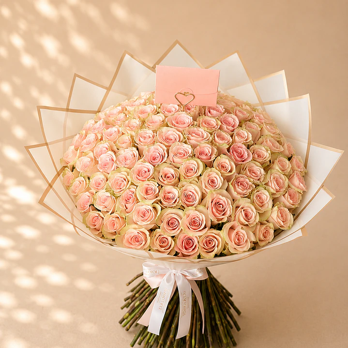 Ramo 100 rosas rosadas 1