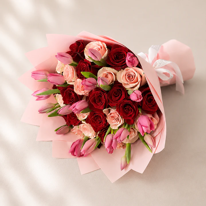 Ramo Rosas con tulipanes 1
