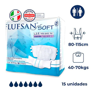 Pañal clínico Flufsan Noche M – 15 unidades