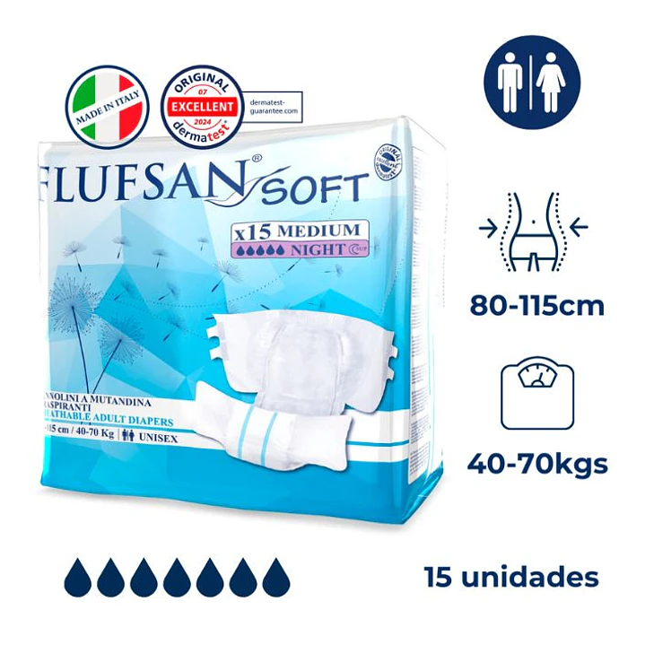 Pañal clínico Flufsan Noche M – 15 unidades 1