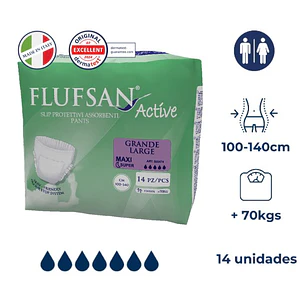 Ropa Interior Clínica Flufsan Noche Máxima Absorción Unisex (Talla Grande) – 14 unidades
