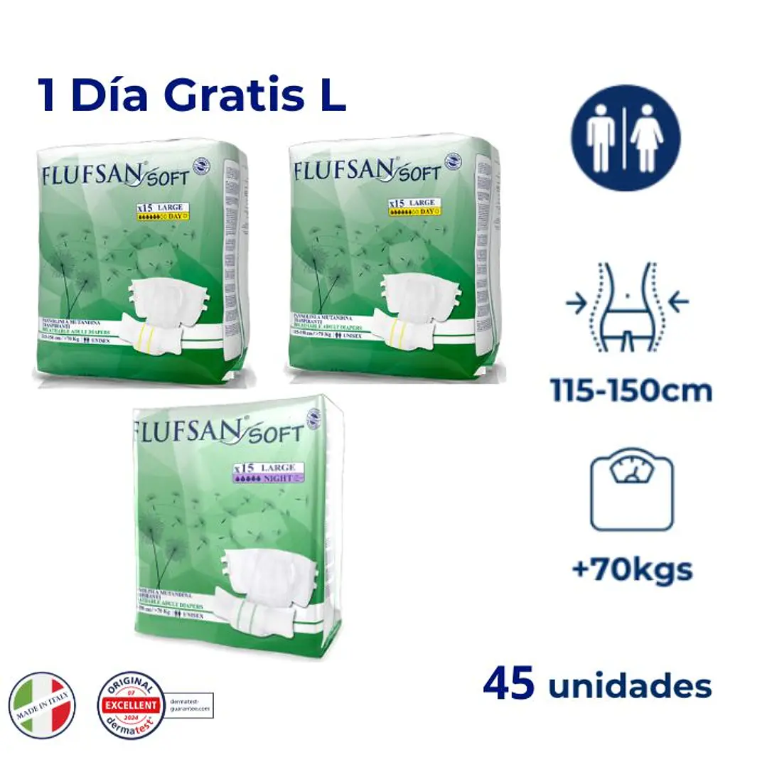 Flufsan Soft Talla L | Día + Noche + 1 Día GRATIS (45 Unidades) 1