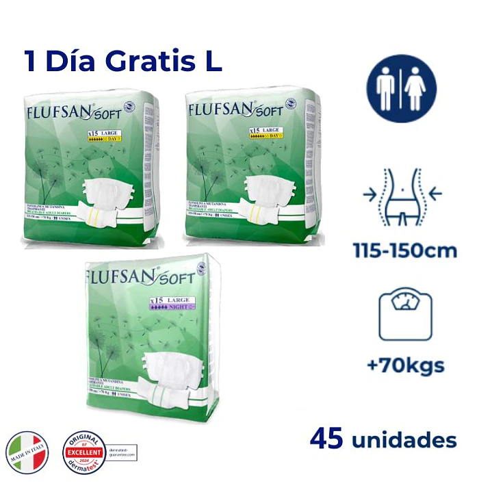 Flufsan Soft Talla L | Día + Noche + 1 Día GRATIS (45 Unidades) 1