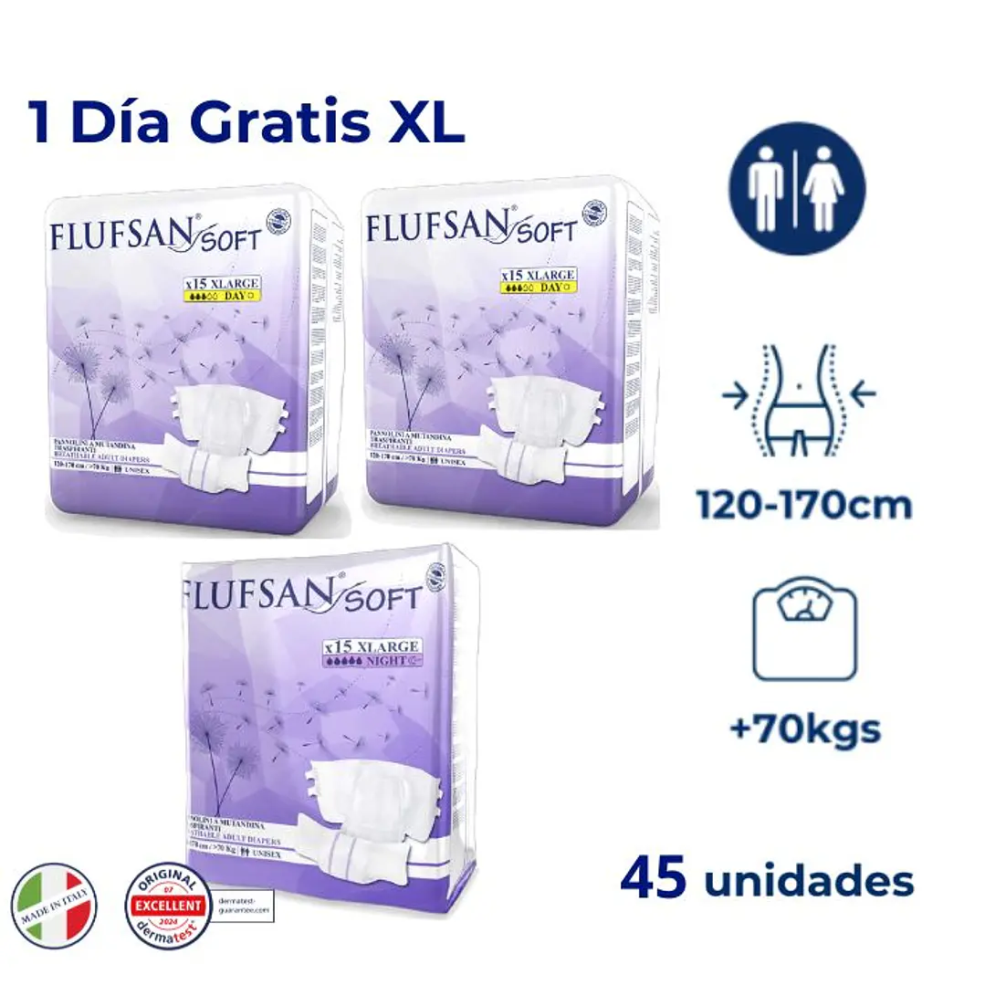 Flufsan Soft Talla XL | Día + Noche + 1 Día GRATIS (45 Unidades) 1