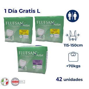 Flufsan Active Talla L | Día + Noche + 1 Día GRATIS (42 Unidades)