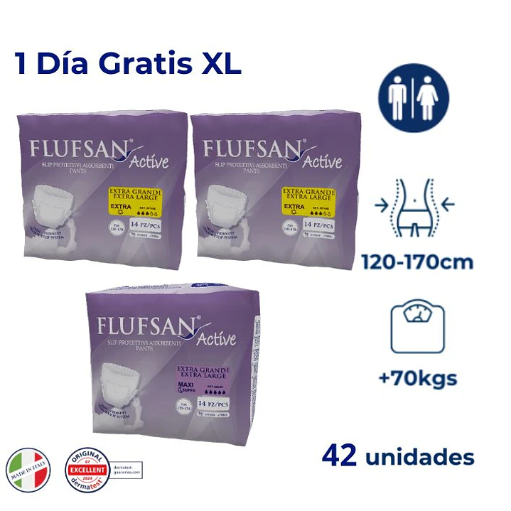 Flufsan Active Talla XL | Día + Noche + 1 Día GRATIS (42 Unidades) 1