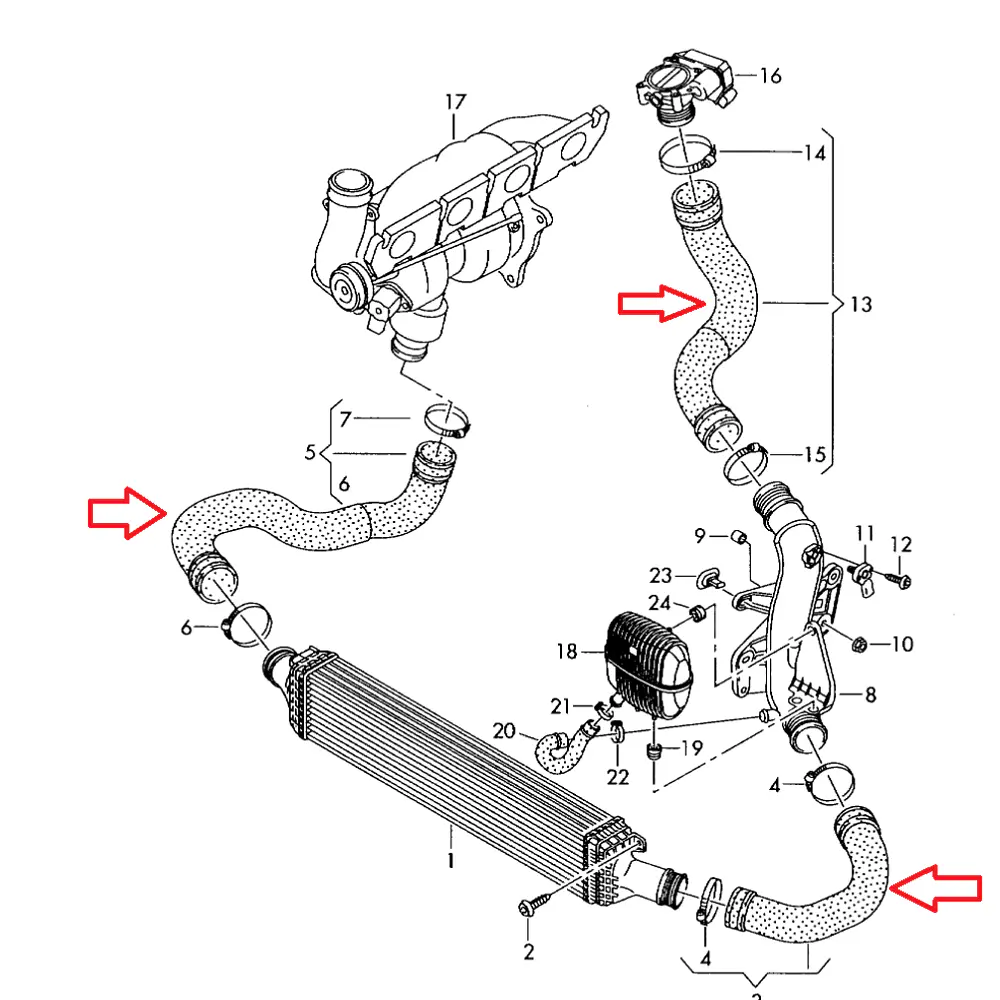B8 A4/A5 2.0T Silicone Intercooler Hose kit - IMPORTACION RAPIDA 2