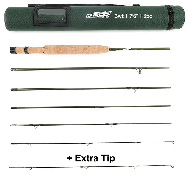 Maximumcatch Cruiser 7/7.5/8ft 2/3/4wt Fly Fishing Rod IM10 Carbon Fiber 6Piece Travel Fly Rod with Cordura Tube 7