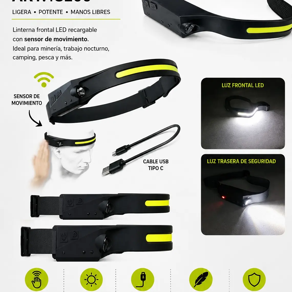 Mini linterna Led vincha  1