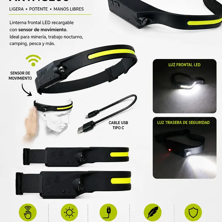 Mini linterna Led vincha  1