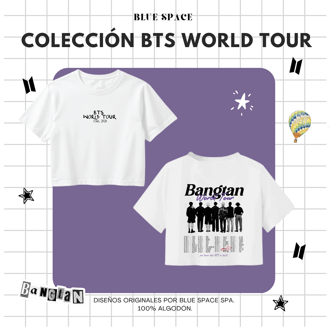 Polera BTS - WORLD TOUR CHILE VER 1.  2