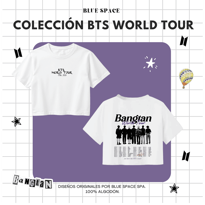 Polera BTS - WORLD TOUR CHILE VER 1.  2