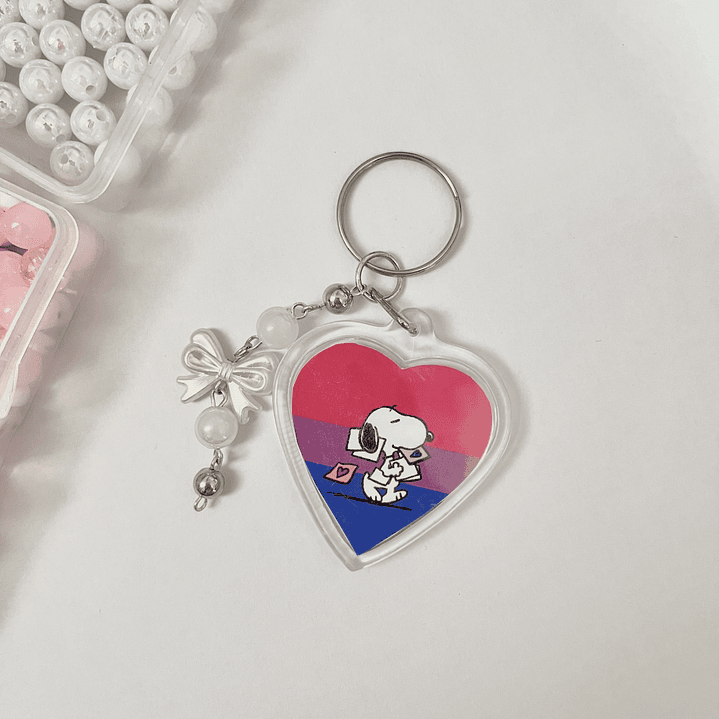 Llavero de Corazón - Snoopy Bandera Bisexual 1