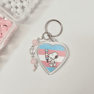 Llavero de Corazón - Snoopy Bandera Transexual 