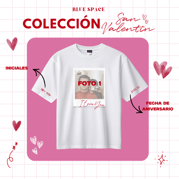 Polera POLAROID I LOVE YOU PERSONALIZADA- SAN VALENTÍN 1