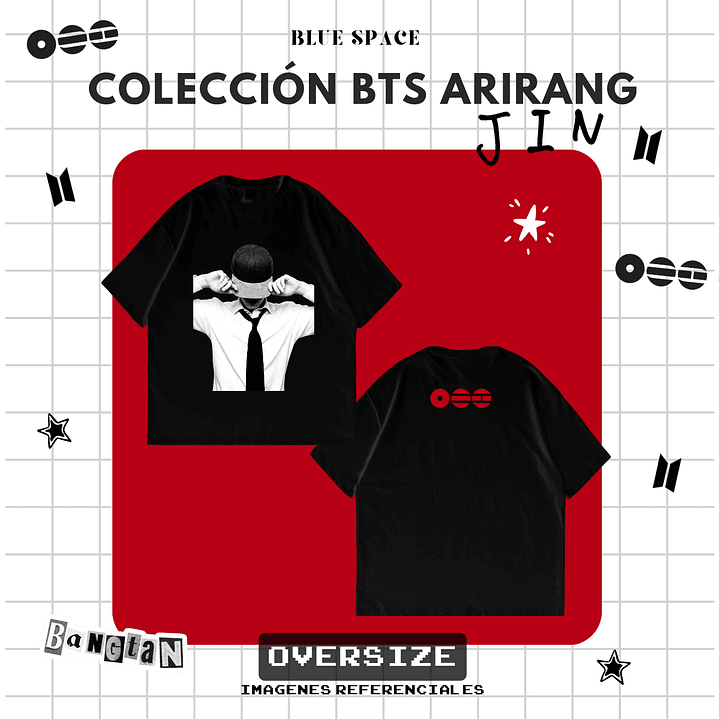 Polera BTS - JIN ARIRANG NEGRO  3