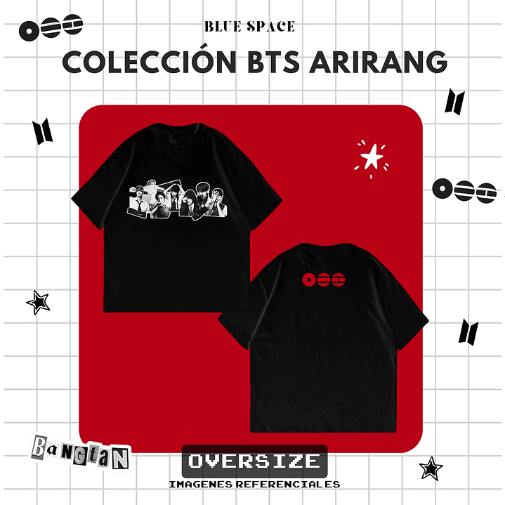 Polera BTS - GRUPAL OT7 ARIRANG NEGRO 2