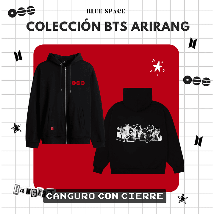 Polera BTS - GRUPAL OT7 ARIRANG NEGRO 7