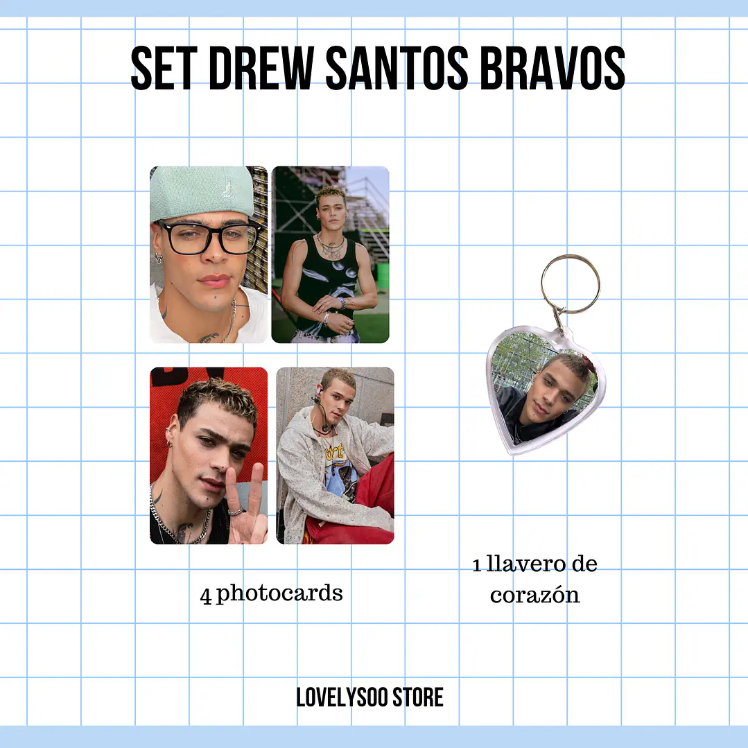 SET PHOTOCARDS Y LLAVERO - DREW SANTOS BRAVOS 1