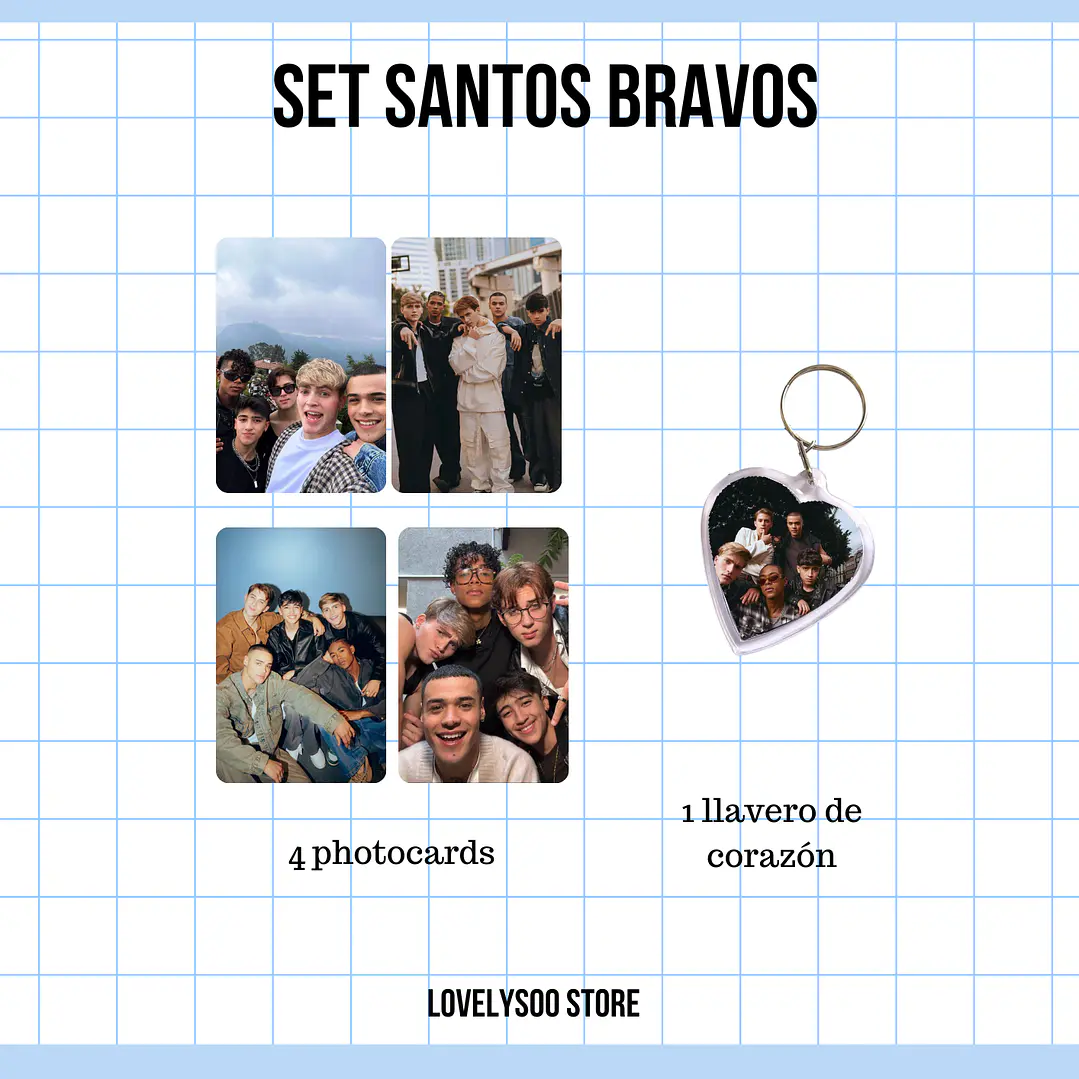 SET PHOTOCARDS Y LLAVERO -  SANTOS BRAVOS 1
