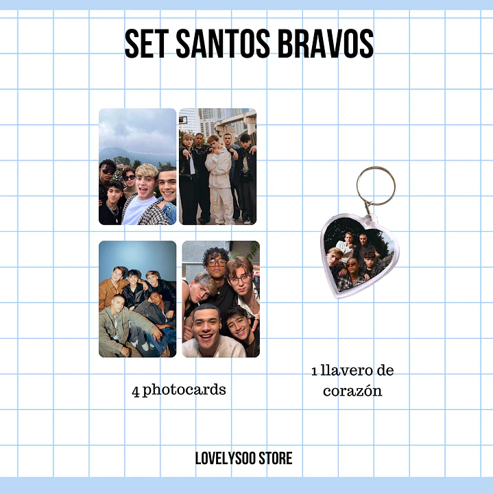 SET PHOTOCARDS Y LLAVERO -  SANTOS BRAVOS 1