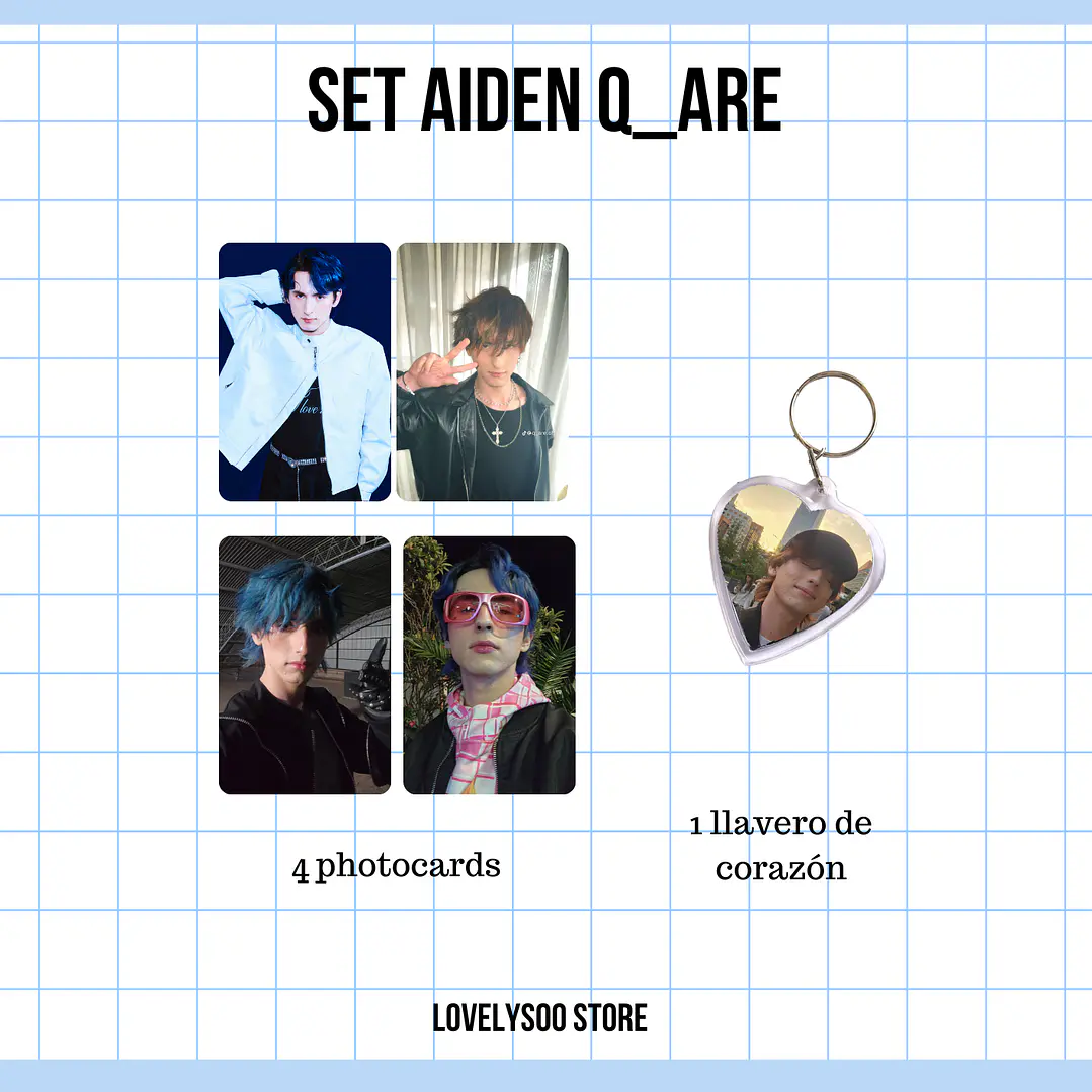 SET PHOTOCARDS Y LLAVERO - AIDEN Q ARE 1