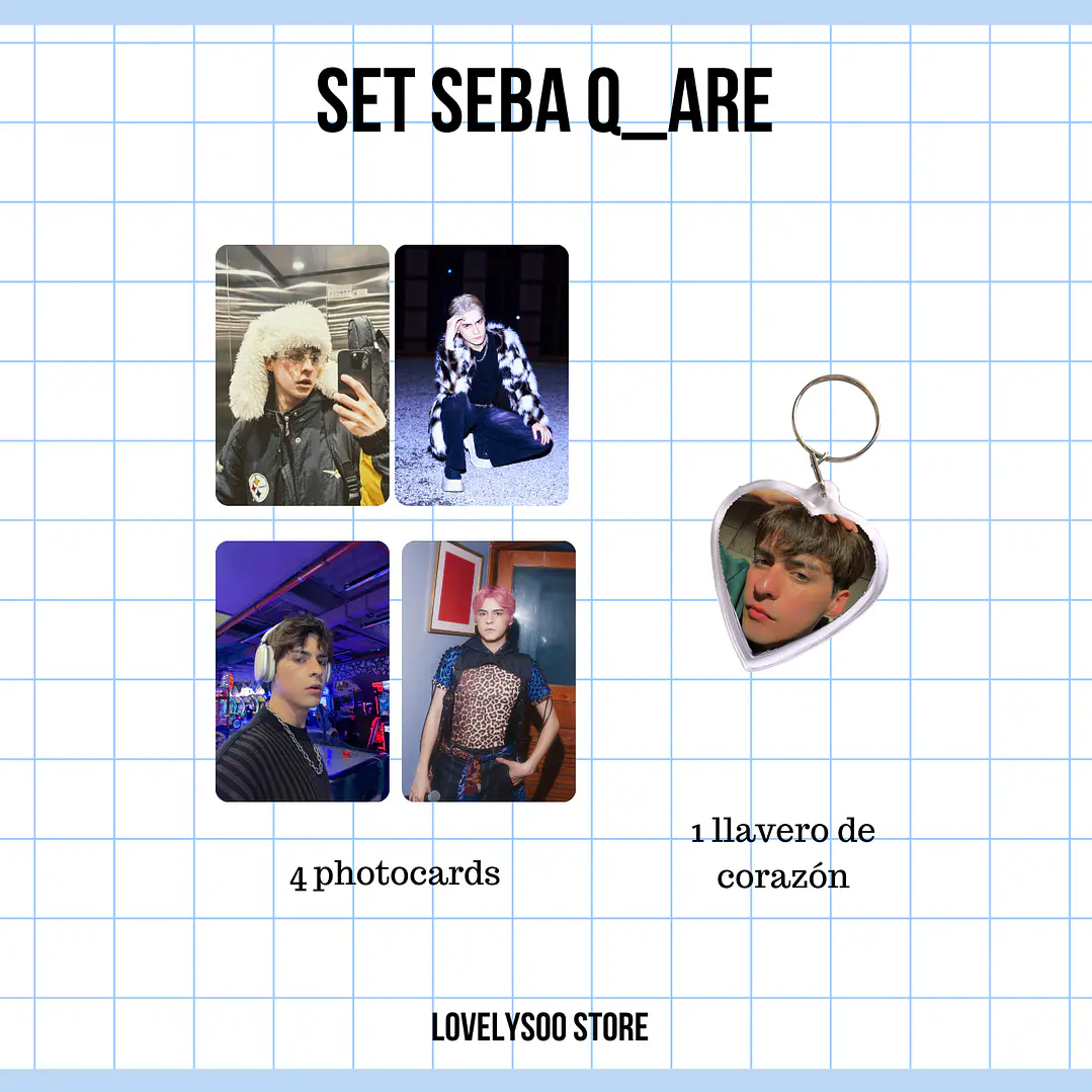 SET PHOTOCARDS Y LLAVERO - SEBA Q ARE 1