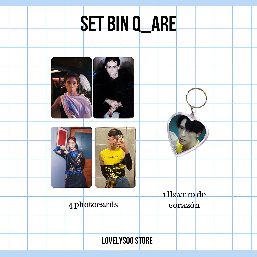 SET PHOTOCARDS Y LLAVERO - BIN Q ARE 1
