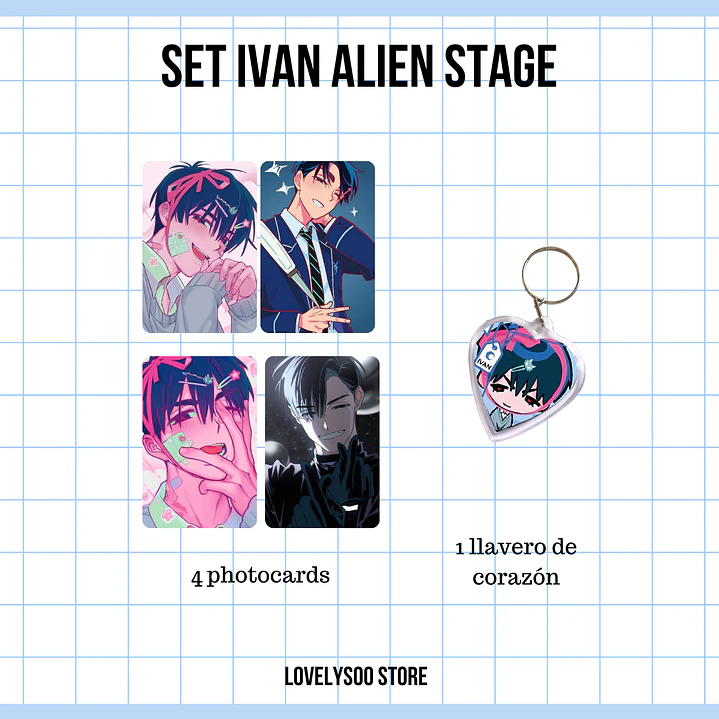 SET PHOTOCARDS Y LLAVERO - IVAN ALIEN STAGE 1