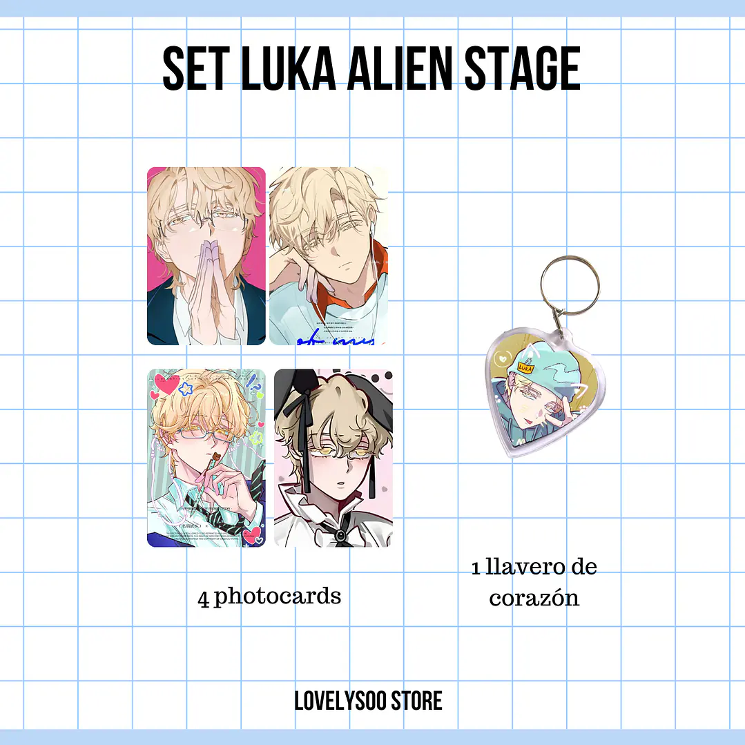 SET PHOTOCARDS Y LLAVERO - LUKA ALIEN STAGE 1