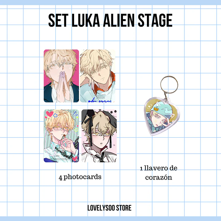SET PHOTOCARDS Y LLAVERO - LUKA ALIEN STAGE 1