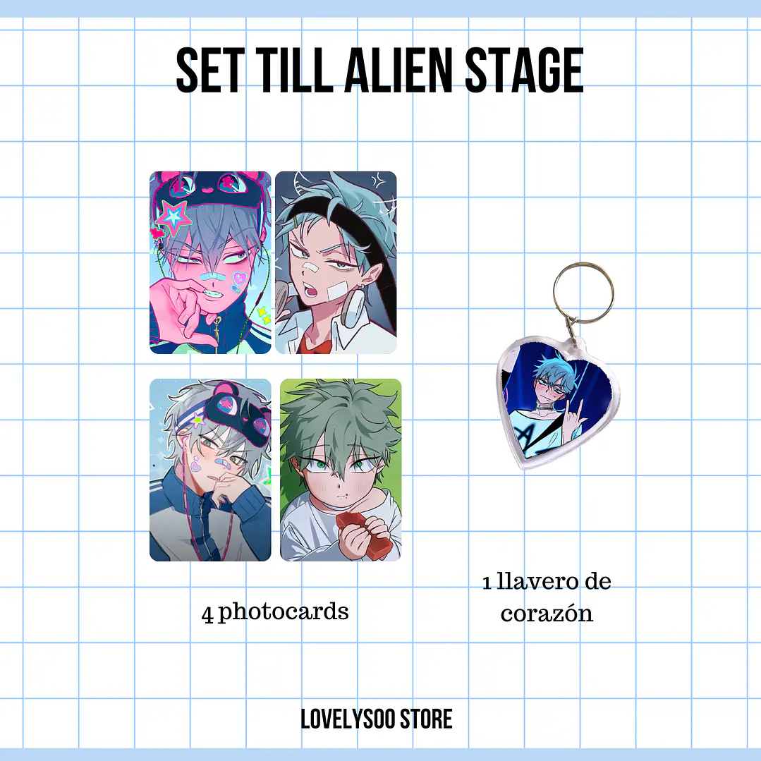 SET PHOTOCARDS Y LLAVERO - TILL ALIEN STAGE 1