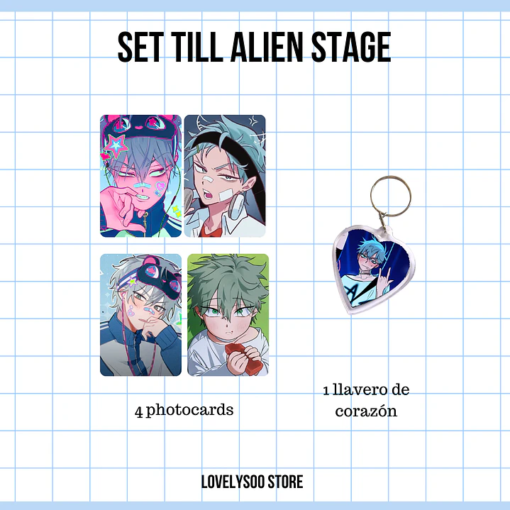SET PHOTOCARDS Y LLAVERO - TILL ALIEN STAGE 1