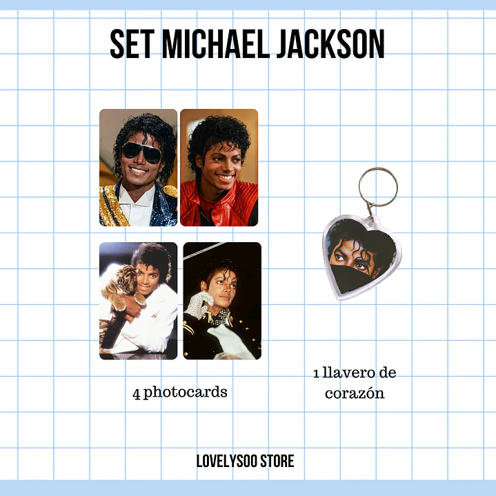 SET PHOTOCARDS Y LLAVERO - MICHAEL JACKSON 1