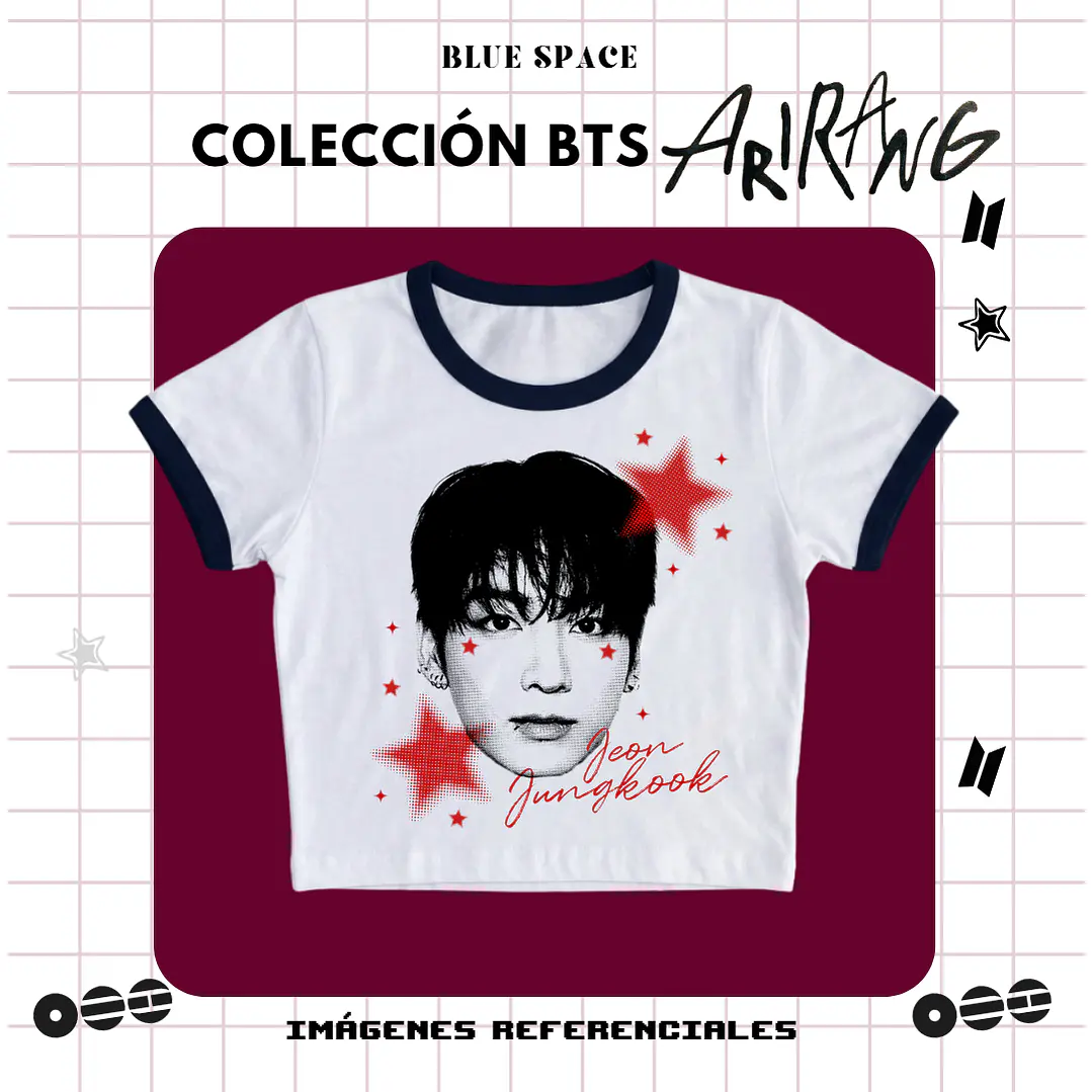 Polera VINTAGE BTS - JUNGKOOK ESTRELLAS 1