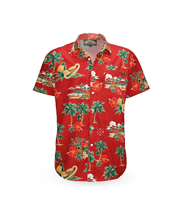 Polera Guayabera Loose Riders Aloha Red