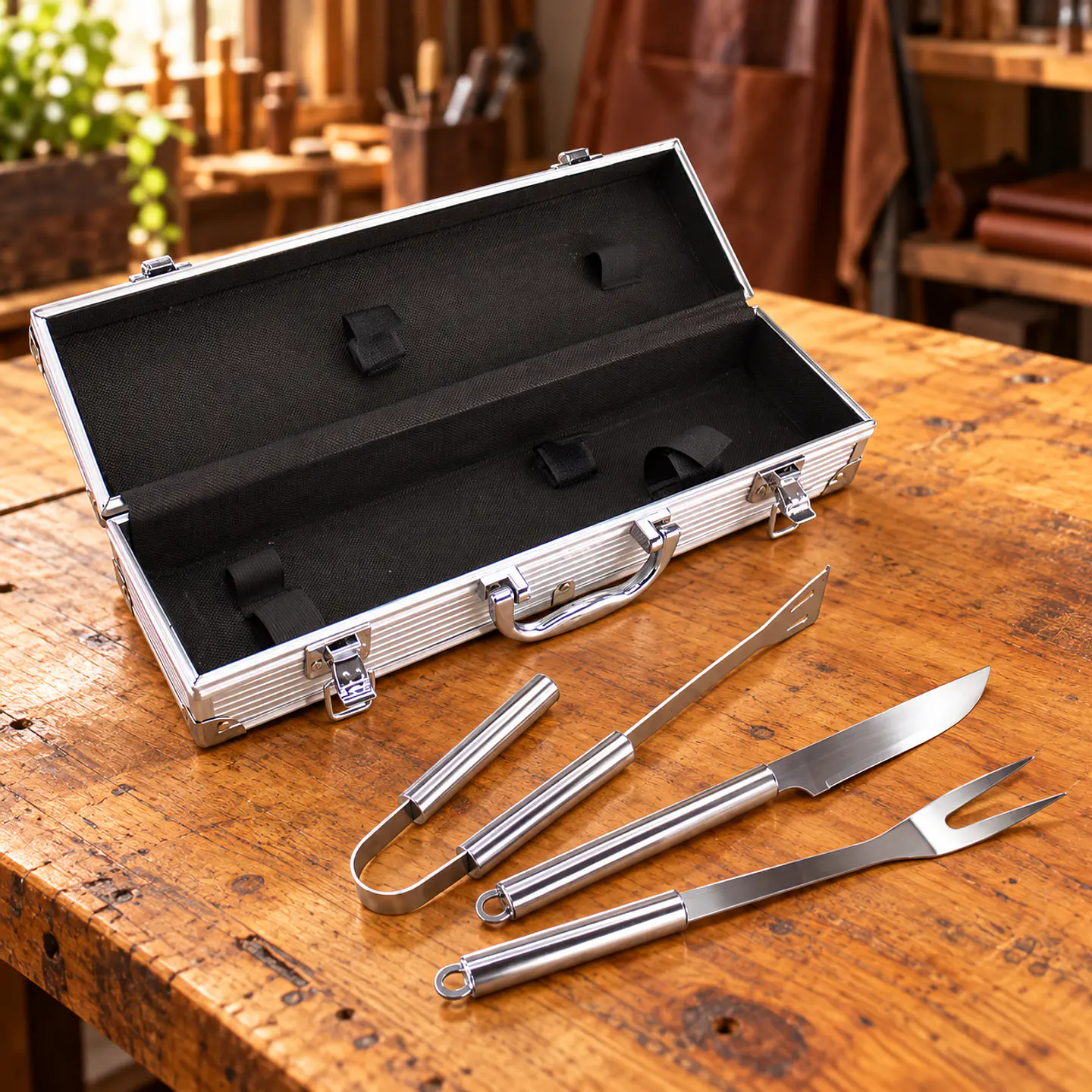 Deluxe BBQ Set de Asado de 3 Piezas en Caja Metálica 1