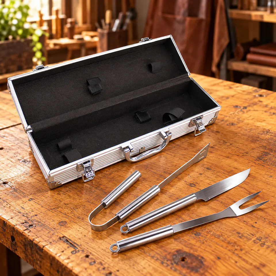 Deluxe BBQ Set de Asado de 3 Piezas en Caja Metálica 1