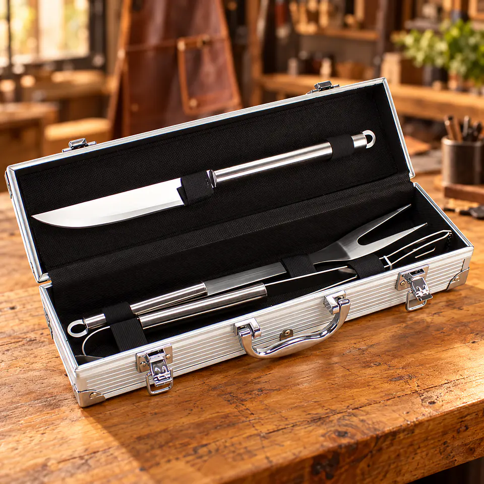 Deluxe BBQ Set de Asado de 3 Piezas en Caja Metálica 2