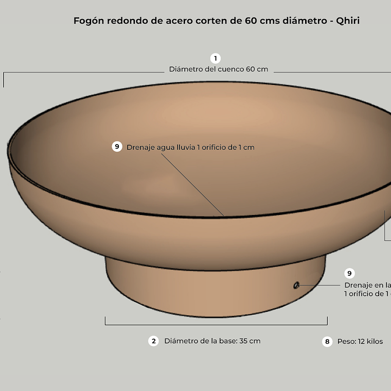 Fogón QHIRI 60 cms de diámetro (Acero Corten) 5